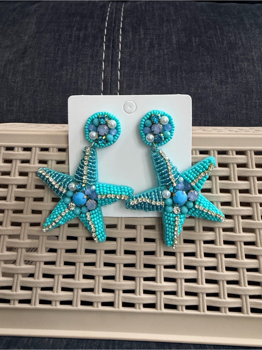 Turquoise Starfish Beaded Drop Earrings - Kids Accessories